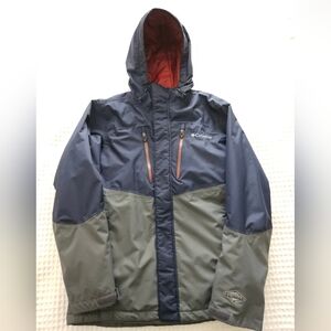 Columbia Omni-Heat Hooded Insulated Parka Jacket Navy Gray Colorblock Men's M